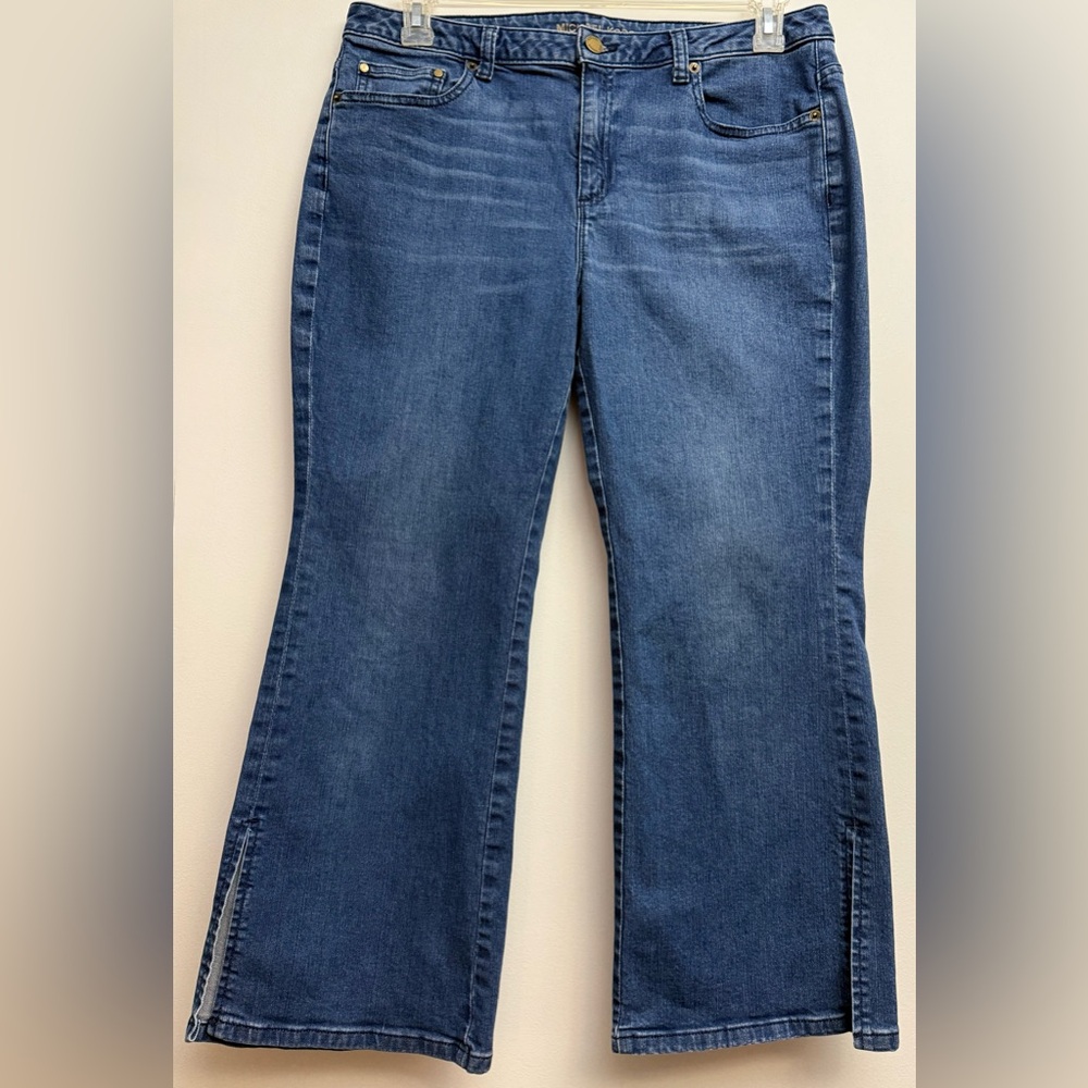 Michael Kors Deep Blue Cropped Jeans Slit at Bottom of Leg Size 12